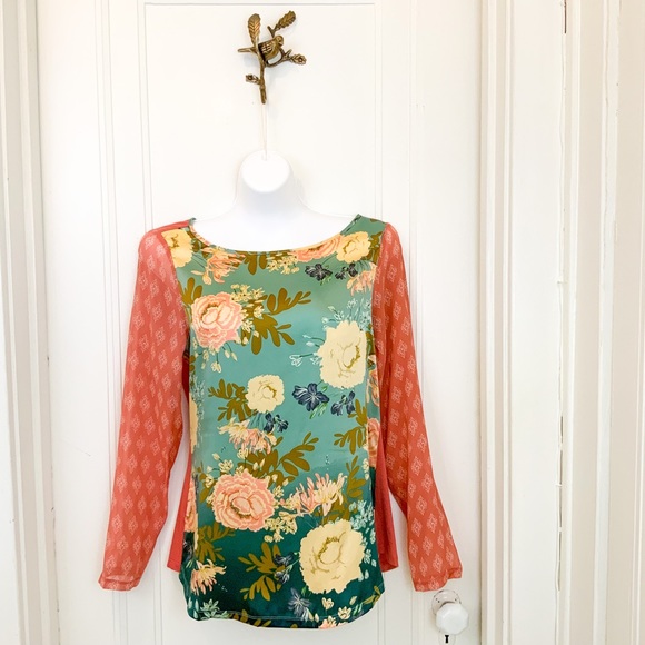 Sundance silk floral long sleeve top - Picture 1 of 4